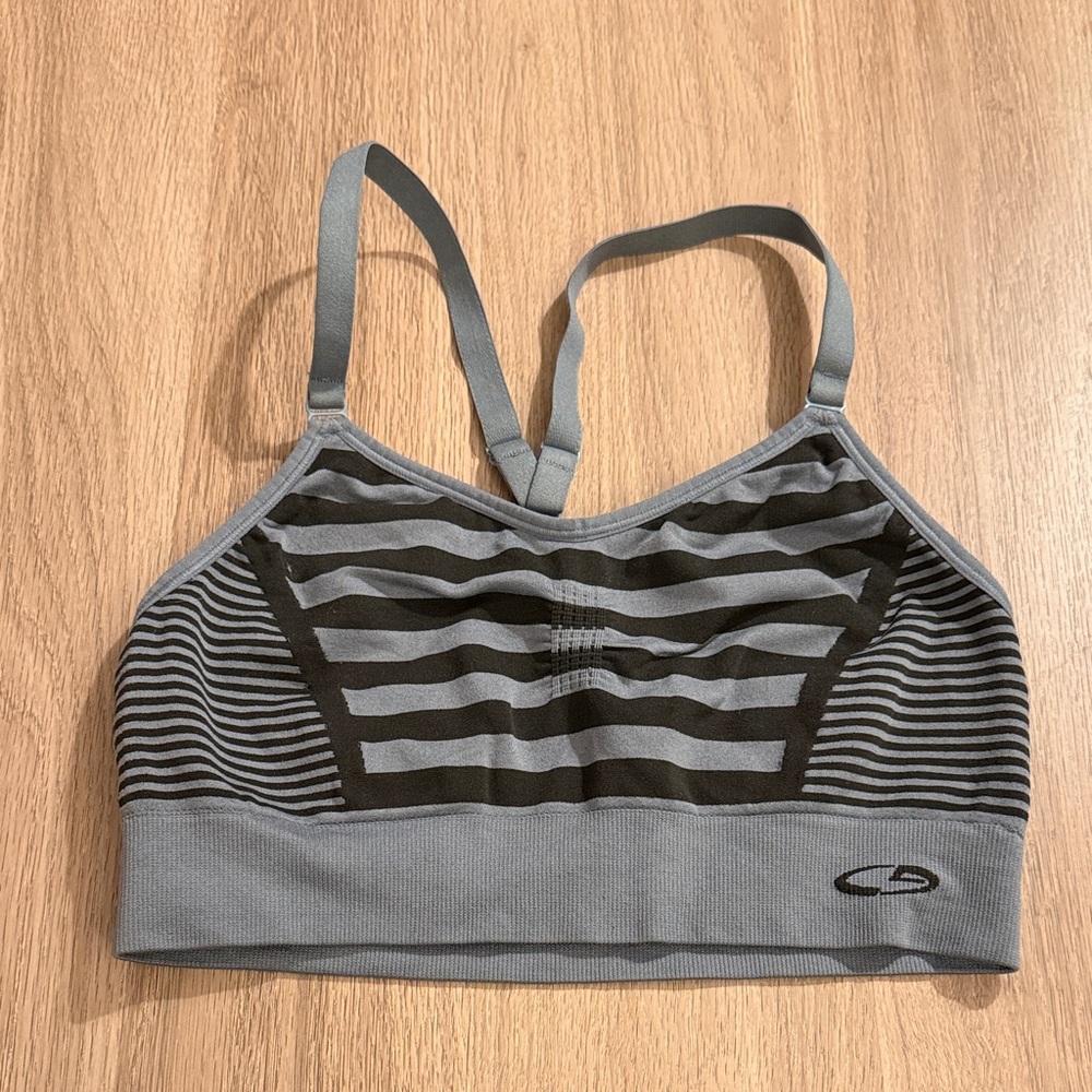 Champion Gray Striped Seamless Sports Bra